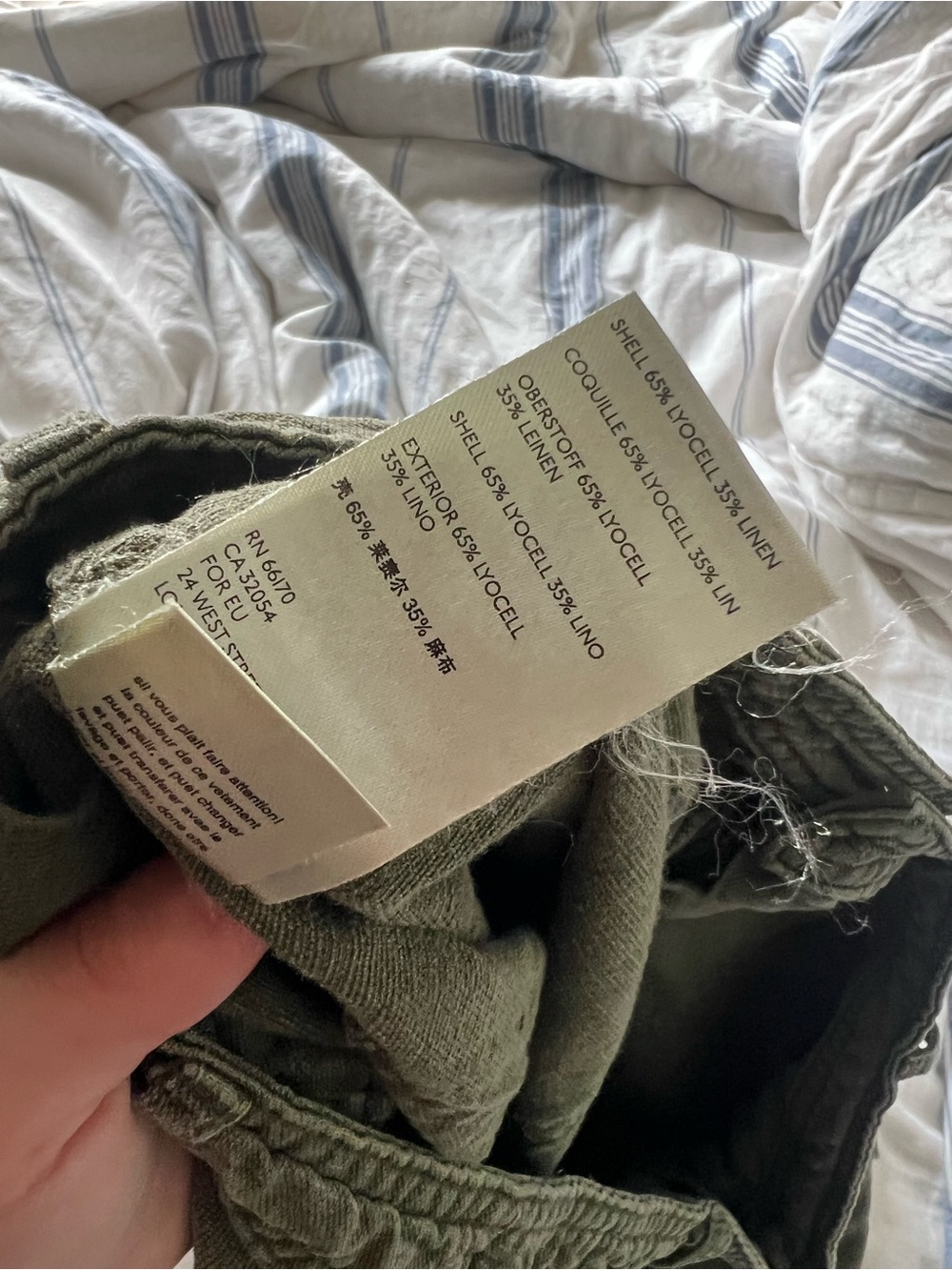 Anthropologie Linen Blend Utility Cargo Pants Olive Green Size 29 - Picture 6 of 6